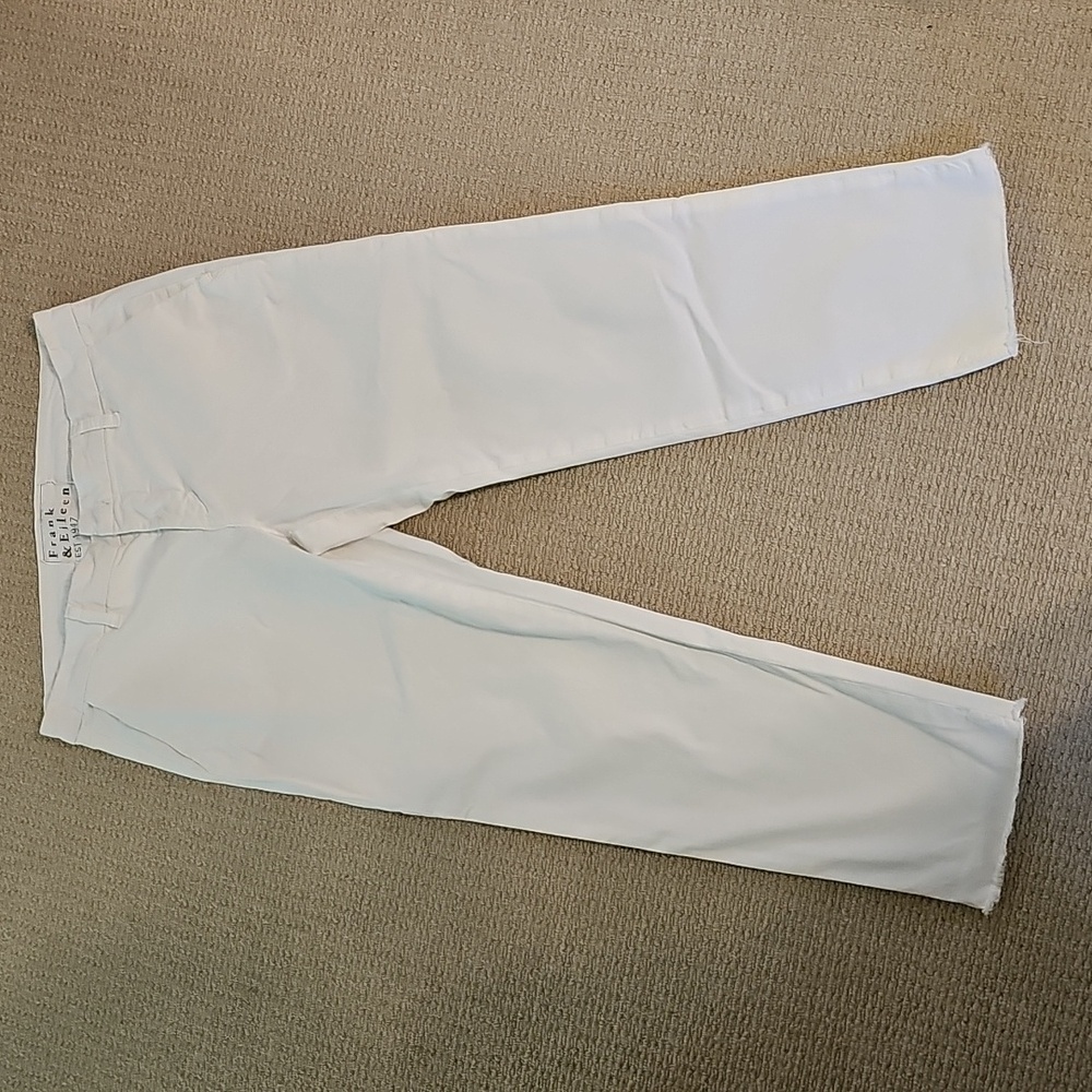 Frank & Eileen White Cropped Jeans, Frayed Hem